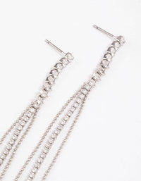 Rhodium Cubic Zirconia Skinny Stranded Drop Earrings - link has visual effect only