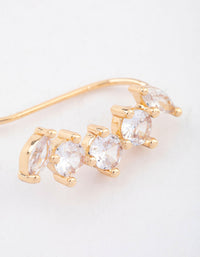 Gold Cubic Zirconia Circle & Navette Crawler Earrings - link has visual effect only