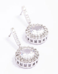 Silver Round Cushion Cubic Zirconia Drop Earrings - link has visual effect only