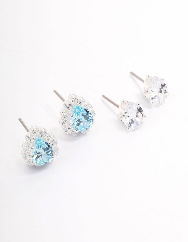 Silver Fancy Cubic Zirconia Pear Earring Pack