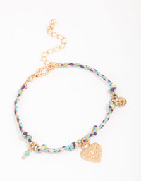 Gold Evil Eye Heart Pendant Bracelet - link has visual effect only