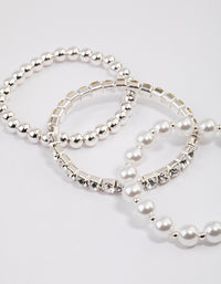 Silver Pearl & Diamante Strap Bracelet Pack - link has visual effect only