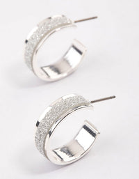 Silver Glitter Hoop Earrings & Polishing Set - link has visual effect only