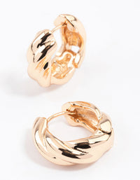 Gold Chunky Twisted Huggie Earrings & Polishing Set - link has visual effect only