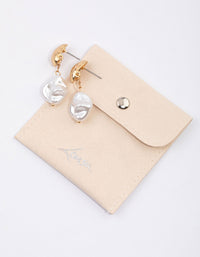 Gold Textured Molten Pearl Drop Earrings & Polishing Set - link has visual effect only