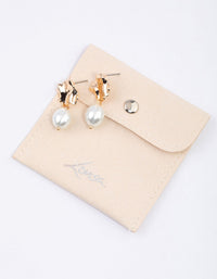 Gold Molten Pearl Drop Earrings & Polishing Set - link has visual effect only