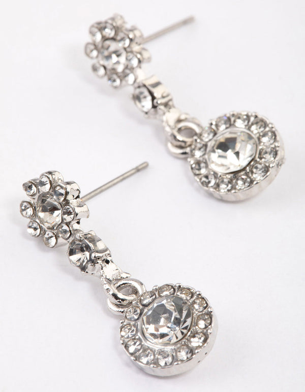 Rhodium Classic Signet Drop Earrings & Polishing Set