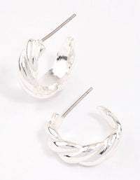 Silver Rope Twisted Huggie Earrings & Polishing Set - link has visual effect only