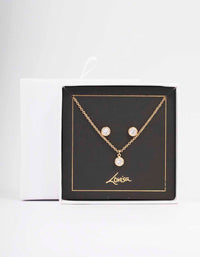 Gold Simple Diamante Drop Jewellery & Polishing Set - link has visual effect only