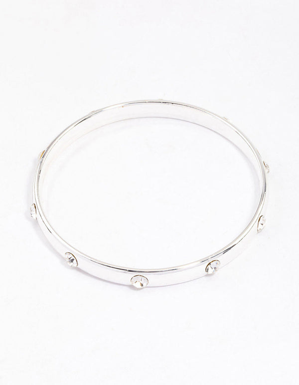 Silver Diamante Inlay Bangle & Polishing Set