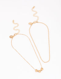 Gold Mixed Chain & Diamante Heart Choker Pack - link has visual effect only