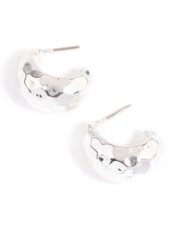 Silver Plated Bold Textured Hoop Earrings - link has visual effect only