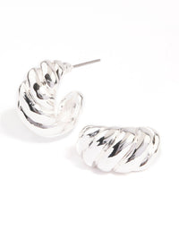Silver Plated Twisted Wide Hoop Earrings - link has visual effect only