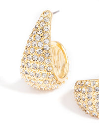 Gold Plated Diamante Wide Hoop Earrings - link has visual effect only