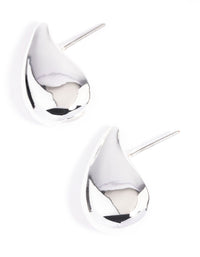 Silver Plated Smooth Teardrop Stud Earrings - link has visual effect only