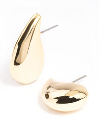 Gold Plated Smooth Teardrop Stud Earrings - link has visual effect only