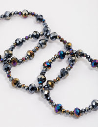 Gunmetal Triple Row Beaded & Facet Bracelet Pack - link has visual effect only