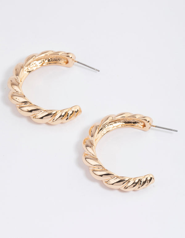 Gold Textured Hoop Earrings