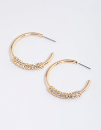 Gold Multi Diamante Hoop Earrings - link has visual effect only