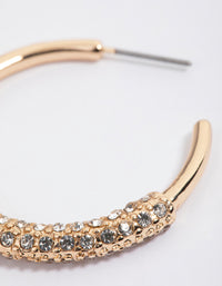 Gold Multi Diamante Hoop Earrings - link has visual effect only