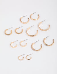 Gold Multi Hoop Earrings 6-Pack - link has visual effect only