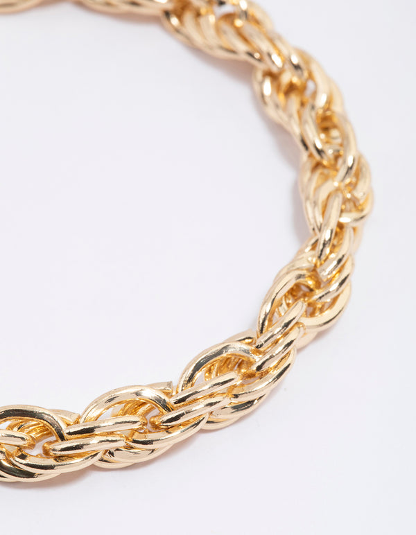 Gold Rope Double Chain Bracelet