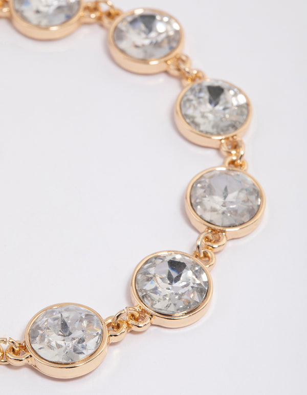 Gold Round Diamante Stone Bracelet