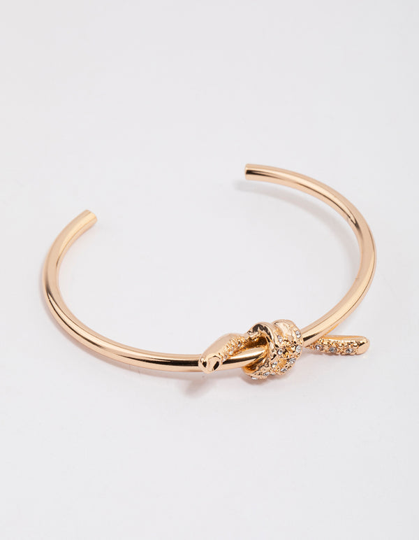 Gold Diamante Knotted Twisted Wrist Cuff