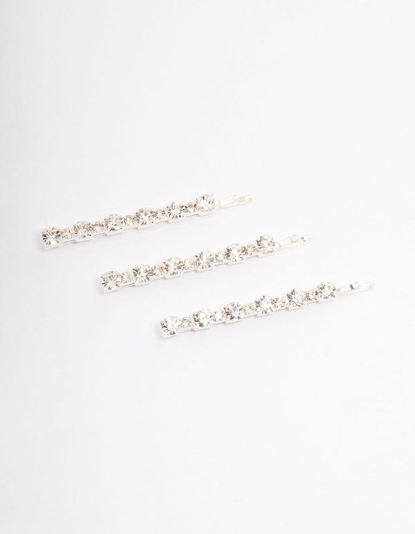 Silver Diamante Hair Pin Pack