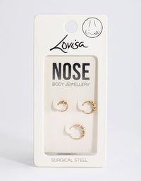 Gold Plated Surgical Steel Multi Size Ball Nose Stud Pack - link has visual effect only