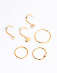 Gold Plated Titanium Ring & Hook Nose 6-Pack - link has visual effect only