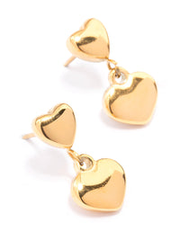 Gold Plated Surgical Steel Double Puffy Heart Drop Earrings - link has visual effect only