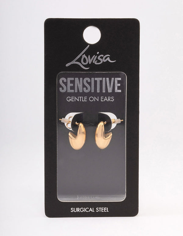 Gold Plated Surgical Steel Curved Bubble Stud Earrings Lovisa