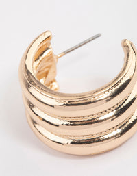 Gold Triple Row Wide Hoop Earrings - link has visual effect only