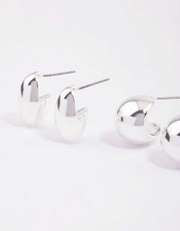 Silver Puffy Hoop Earrings Pack - link has visual effect only