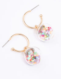 Gold Glitter Shaker Huggie Earrings - link has visual effect only