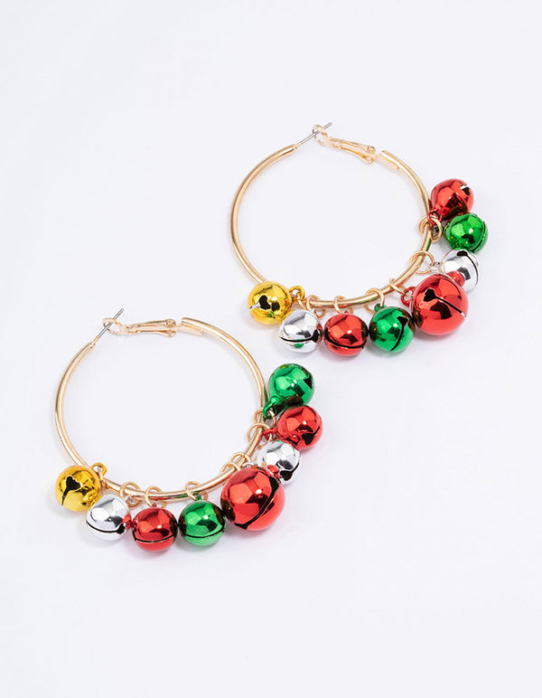 Gold Jingle Bell Hoop Earrings