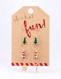 Gold Christmas Hoop Earrings 3 Pack Lovisa