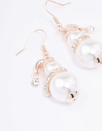 Rose Gold Diamante Pearl Snowman Drop Earrings - link has visual effect only