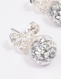 Silver Bow Bauble Drop Earrings - link has visual effect only