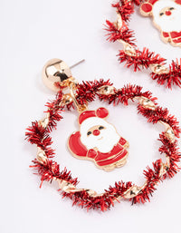 Red Tinsel & Santa Hoop Earrings - link has visual effect only