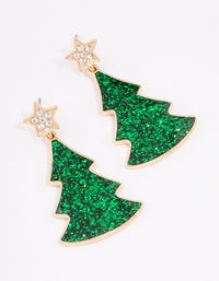 Gold Star & Double Tree Stud Earrings - link has visual effect only