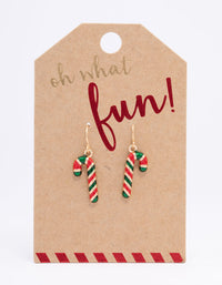 Candy Cane Enamel Drop Earrings - link has visual effect only