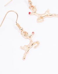 Gold Reindeer Enamel Drop Earrings - link has visual effect only