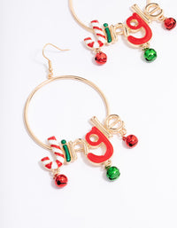 Gold Christmas Jingle Hoop Earrings - link has visual effect only