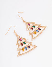 Gold Christmas Tree & Lights Drop Earrings - link has visual effect only