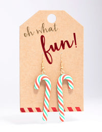 Gold Basic Candy Cane Drop Earrings - link has visual effect only