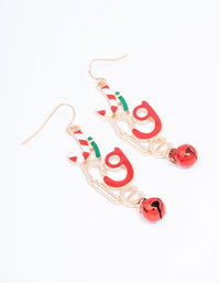 Gold Christmas Jingle Drop Earrings - link has visual effect only