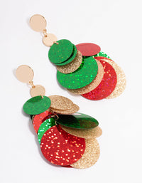 Gold Dangly Sequined Disc Drop Earrings - link has visual effect only