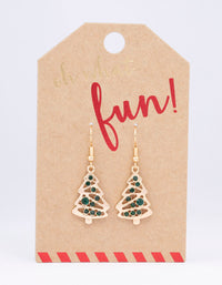 Green Crystal Christmas Tree Drop Earrings - link has visual effect only